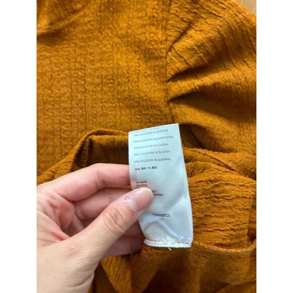 Women's Free People Burnt Orange Ela Long Puff Sleeve Turtleneck M Top Shirt - Picture 5 of 5